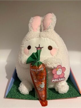 Molang Plush Bunny Stuffed Animal - White & Pink